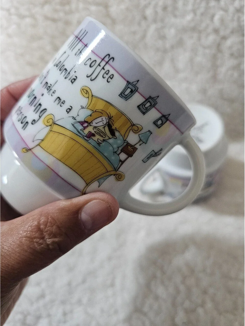 (2pc) Born To Shop Stacking Coffee Mugs Humor 3.5
